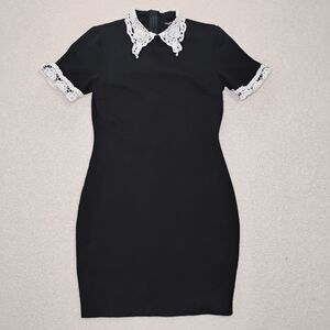 Black Mini Dress Bodycon Classic Gothic Whimsygoth Wednesday Addams